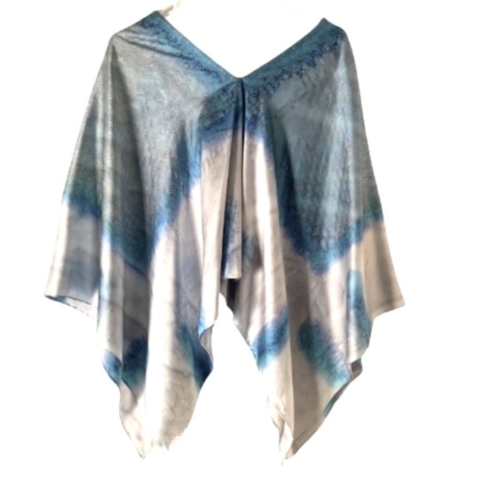 FAB OOAK Artisan Hand Painted Silk Ombré Poncho